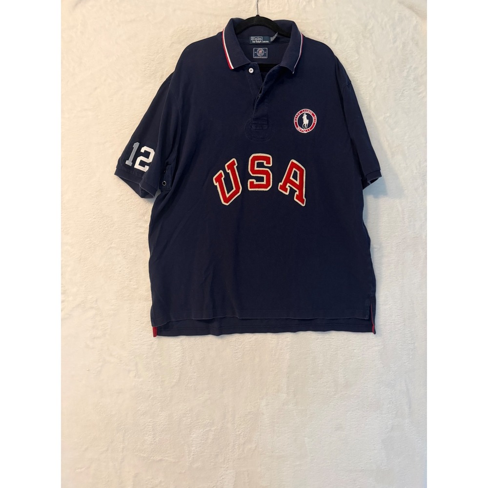 Polo Ralph Lauren USA Olympic Team‎ 2012 Polo Shirt Mens 2XLT Tall Navy Cotton